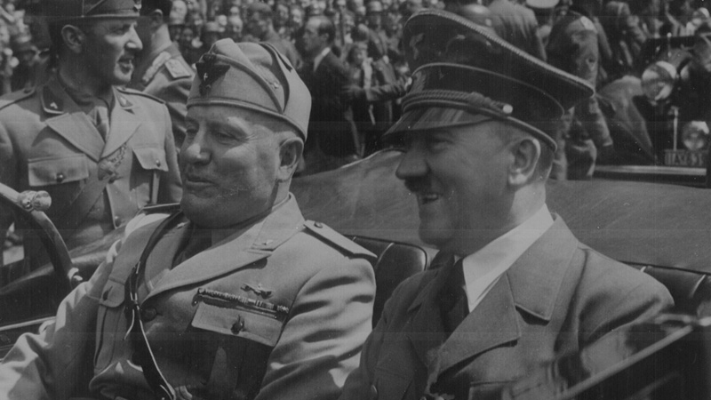 Adolf Hitler and Benito Mussolini in Munich, Germany, ca. June 1940